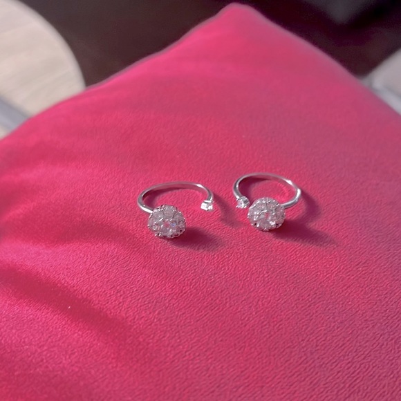 Spinner ring sterling silver plated , cz Diamond adjustable new!!! - Picture 8 of 9